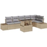  Sjedeća garnitura za vrt 7 kom. Bež i svijetlo siva poliratan 319 x 154 x 85 cm | Shoptok.si