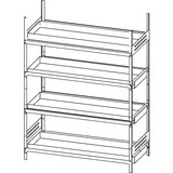 LaCont regal za majhne posode za nevarne in vodi škodljive snovi, 4 regalne koritaste police, širina regala 1300 mm, osnovni regal | Shoptok.si