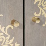 vidaXL Strani šal Siva in zlata 60 x 33.5 x 75 cm Trden mangov les | Shoptok.si