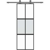  Klizna vrata crna 76x205 cm od kaljenog stakla i aluminija | shoptok.hr