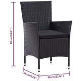 Poli 9-dijelni vrtni blagovaonski set od poliratana crni | shoptok.hr