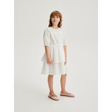 Reserved - Pamučna haljina s volanima - krem | shoptok.hr