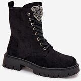 Boto Ankle Boots Workery With Jewelry Decoration Insulated Eco Suede Black Miryssa | Shoptok.si