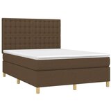  Box spring postelja z vzmetnico LED temno rjava 140x190cm blago, (20897016) | Shoptok.si