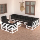 Maison Chic Seti vrtnega pohištva - Vrtna garnitura - Vrtni pohištvo set 10-delna z blazinami trdna borovina, (21815462) | Shoptok.si