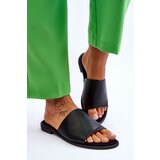 EVENTO PE1 Women's Leather Smooth Slippers Black Cerise | Shoptok.si