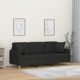 vidaXL Kavč dvosed z blazinami črn 180 cm blago Cene