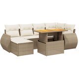  7-dijelni set vrtnih sofa od poliratana s jastucima bež Slike