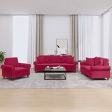  3-dijelni set sofa s jastucima crvena boja vina baršunasti | shoptok.hr