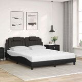  Postelja z vzmetnico črna 160x200 cm umetno usnje | Shoptok.si