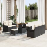  Set od 8 komada vrtne sofe s jastučićima crni poli ratan akacija | shoptok.hr