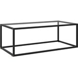 vidaXL Klubska mizica črna s kaljenim steklom 100x50x35 cm Cene