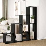 vidaXL Pregrada s knjižno omaro 4-nad. črna 143,5x29x143,5 cm inž. les | Shoptok.si