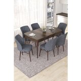 Hanah home Nef - Baroque, Fume BaroqueFume Extendable Dining Table & Chairs Set (7 Pieces) | ePonuda.com