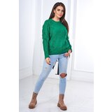 Kesi Sweater with cable weave in green color Cene