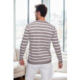 Dewberry 99741 Crew Neck Striped Casual Knitwear Sweater-VISION | shoptok.hr