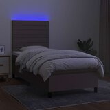  Krevet box spring s madracem LED smeđesivi 90x190 cm tkanina | shoptok.hr
