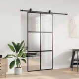  Klizna vrata s priborom crna 102,5 x 205 cm kaljeno staklo | shoptok.hr