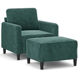  Fotelja s tabureom tamnozelena 60 cm baršunasta | shoptok.hr