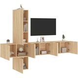  5-dijelni zidni TV elementi svjetlima boja hrasta drveni | shoptok.hr