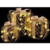vidaXL Darilna škatla 3 pcs Toplo bela 20 x 20 x 20 cm Ratan | Shoptok.si