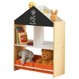Ginger Home Етажерка за играчке и књиге Црна Табла за Писање, Кућица, Дрво Cijene