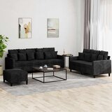  3-dijelni set sofa s jastucima crni baršunasti | shoptok.hr