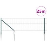 vidaXL Hexagonalna ograja Zelena 0.8x25 m Jeklo, Stebrički za ograjo s sidrom 13 kos Ø32 mm 100 cm Galvanizirano jeklo | Shoptok.si