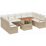 vidaXL Vrtna sedežna garnitura s shranjevanjem 10 pcs Bež Poly ratan, (5000021143) | Shoptok.si