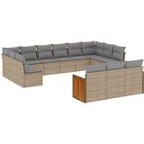  The Living Store Vrtna sedežna garnitura 13-delna z blazinami bež poli ratan - Vrtna Sedežna Garniture, (21452576) | Shoptok.si