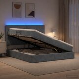  LED krevet za pohranu s madracem Tamnosiva 160 x 200 cm Baršun | shoptok.hr