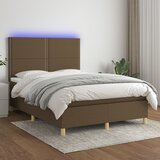 The Living Store Box spring postelja z vzmetnico LED temno rjava 140x200cm blago - Box Spring Postelja, (21515593) Cene