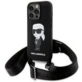 Karl Lagerfeld SILIKONSKI OVITEK IKONIK CROSSBODY ZA IPHONE 15 PRO MAX ČRN, (21898059) | Shoptok.si