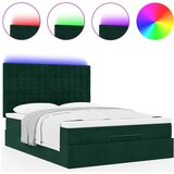  Ottoman krevet s madracima i LED diodama tamnozeleni 140x190 cm baršun | Eponuda.com