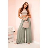 Kesi Włoski Women's wide trousers with elastic waistband khaki | Shoptok.si