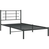 Metalni okvir za krevet s uzglavljem crni 107x203 cm | shoptok.hr