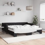  Dnevni krevet na razvlačenje crni 100 x 200 cm od tkanine | shoptok.hr