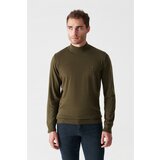 Avva Khaki Unisex Knitwear Sweater Half Turtleneck Non-Pilling Regular Fit cene