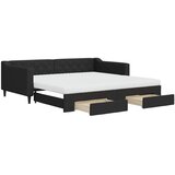  Dnevni krevet na razvlačenje s ladicama crni 100x200 cm tkanina | shoptok.hr