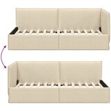  Kutni okvir kreveta s uzglavljem Krema 80 x 200 cm tkanina | shoptok.hr