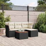 Maison Chic Seti vrtnega pohištva - Vrtna garnitura - Vrtni pohištvo set 5-delna z blazinami črn poli ratan, (21818764) | Shoptok.si