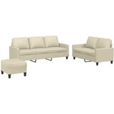 Maison Chic Sedežna garnitura - kavč 3-delna z blazinami krem umetno usnje, (21729295) | Shoptok.si