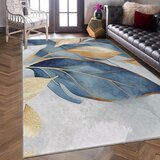 Mila Home modra/zlata pralna preproga 120x180 cm golden leaves – | Shoptok.si