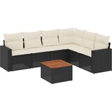  7-dijelni set vrtnih sofa od poliratana s jastucima crni Crna | shoptok.hr