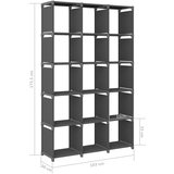 Police za izlaganje s 15 kocki sive 103x30x175,5 cm od tkanine | shoptok.hr