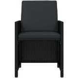  Vrtna garnitura - 7-dijelni vrtni blagovaonski set s jastucima crni od poliratana - Crna Dužina stola 163 cm 6 x fotelja + stol | shoptok.hr