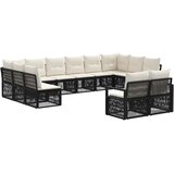 vidaXL Vrtna sedežna garnitura 12 pcs Črna poli ratan, (5000269798) | Shoptok.si
