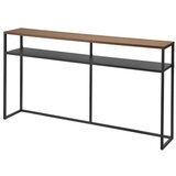 YAMAZAKI Crni/tamno smeđi pomoćni stol u dekoru jasena 20,5x126 cm Tower – Cijene