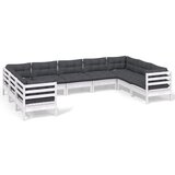 Maison Chic Seti vrtnega pohištva - Vrtna garnitura - Vrtni pohištvo set 9-delna z blazinami bela borovina, (21800869) | Shoptok.si