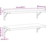 vidaXL Stenske police 2 kosa 75x30 cm srebrna nerjaveče jeklo, (21325976) | Shoptok.si